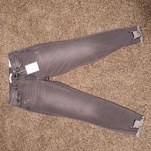 Kancan Gray Distressed High Rise Ankle Skinny Jeana